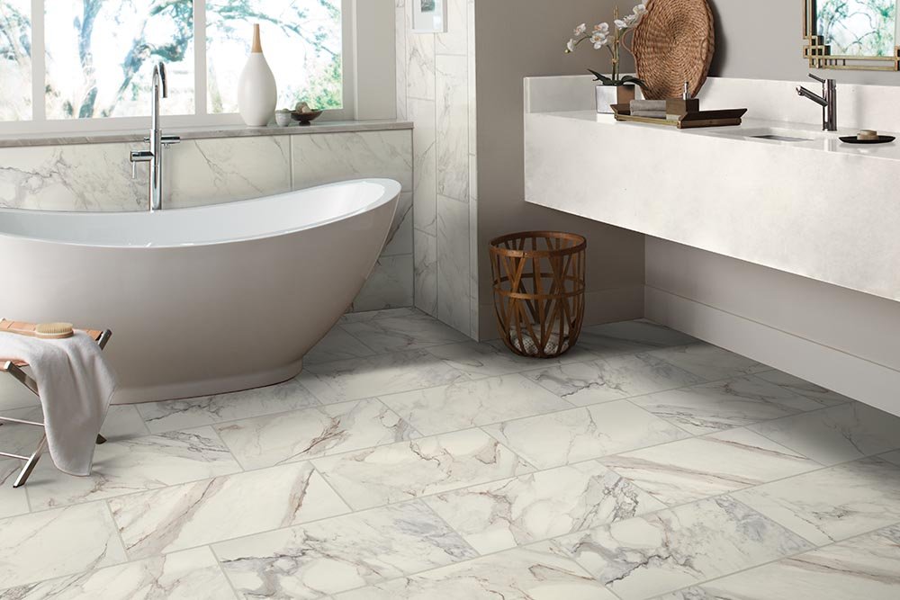 Bathroom Porcelain Marble Tile - Aumsbaugh Flooring CarpetsPlus Colortile in  Columbia City, IN